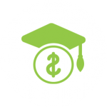 icon of graduation cap and dollar sign